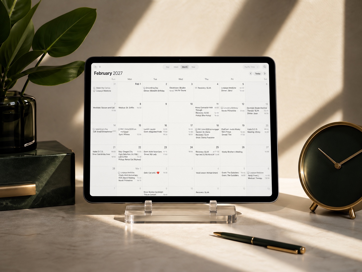 Calendar organizing example