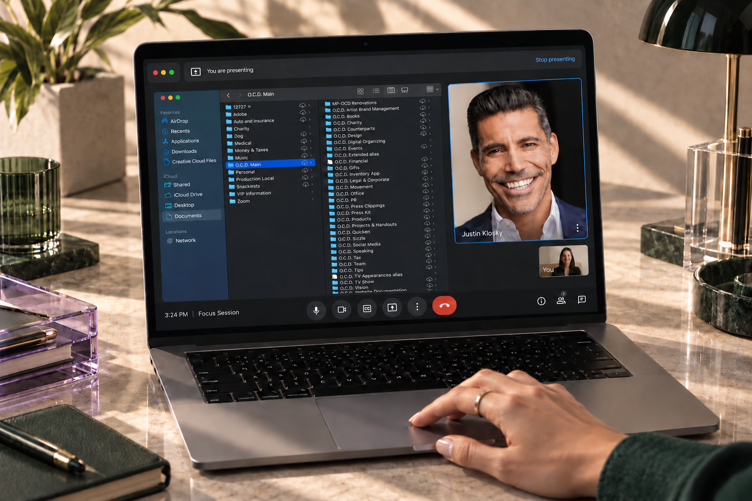 Private screen-sharing with Justin Klosky and O.C.D. folders