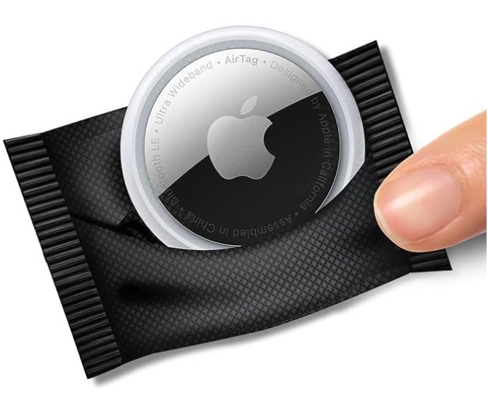 Pocket Buddy holding an Apple AirTag