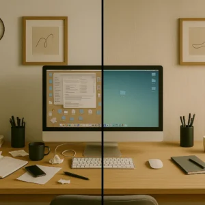 Digital Infrastructure Audit: desktop before and after organizing