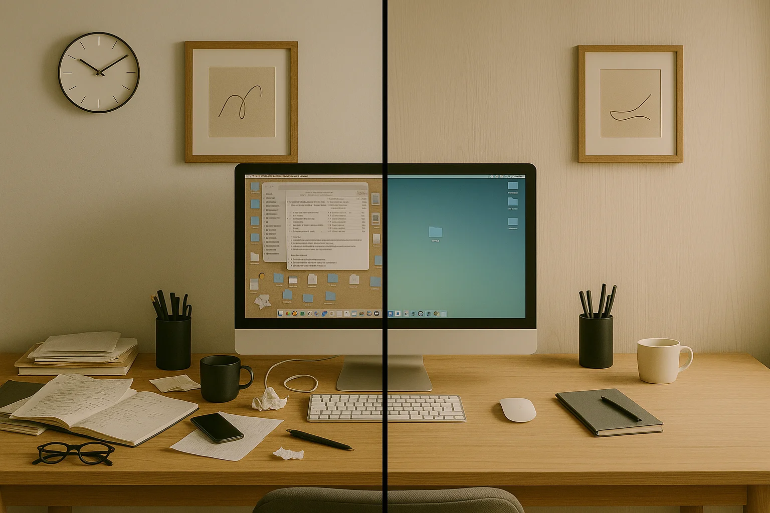 Digital Infrastructure Audit: desktop before and after organizing Digital Infrastructure Audit: desktop before and after organizing